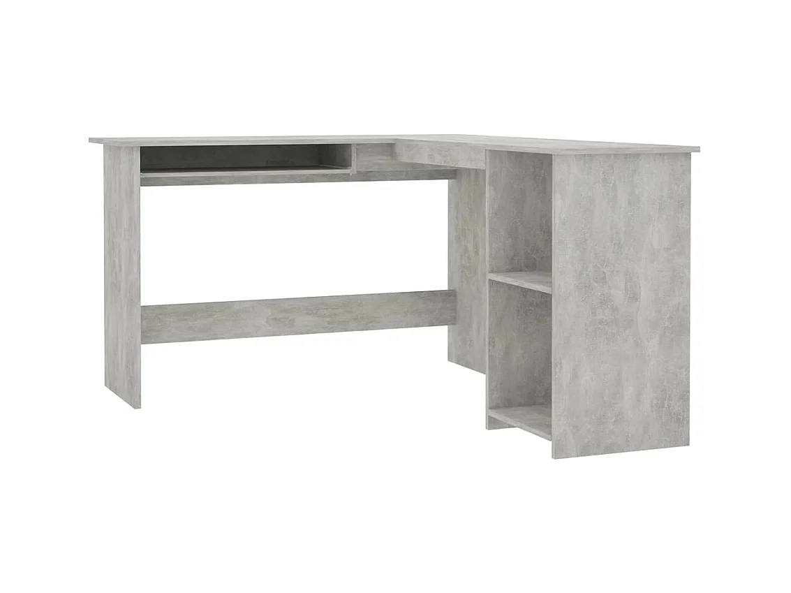 Skive  Bureau d'angle en forme de L Gris Béton Bois d'ingénierie