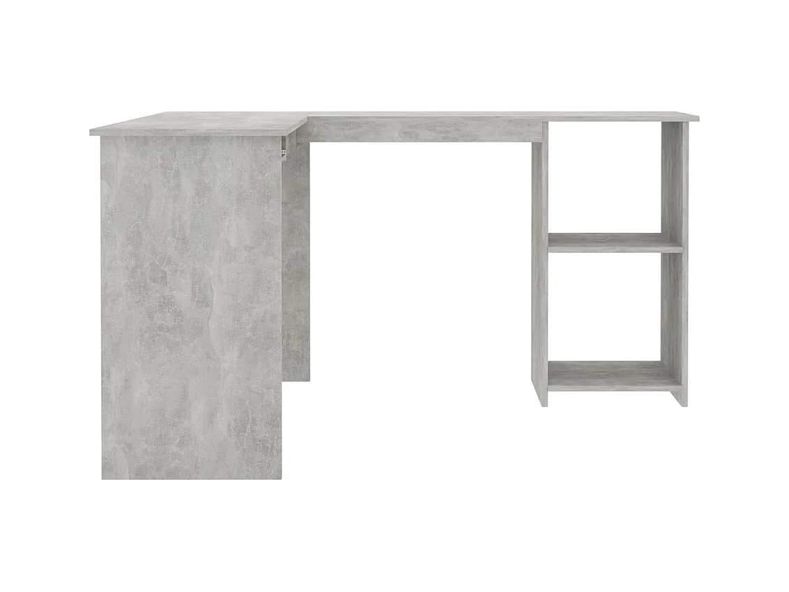 Skive  Bureau d'angle en forme de L Gris Béton Bois d'ingénierie