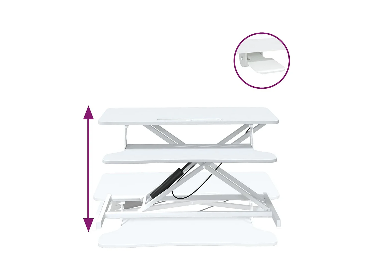 Norbert-Paul  Bureau de travail réglable 90x40x(13-50) cm Acier et bois