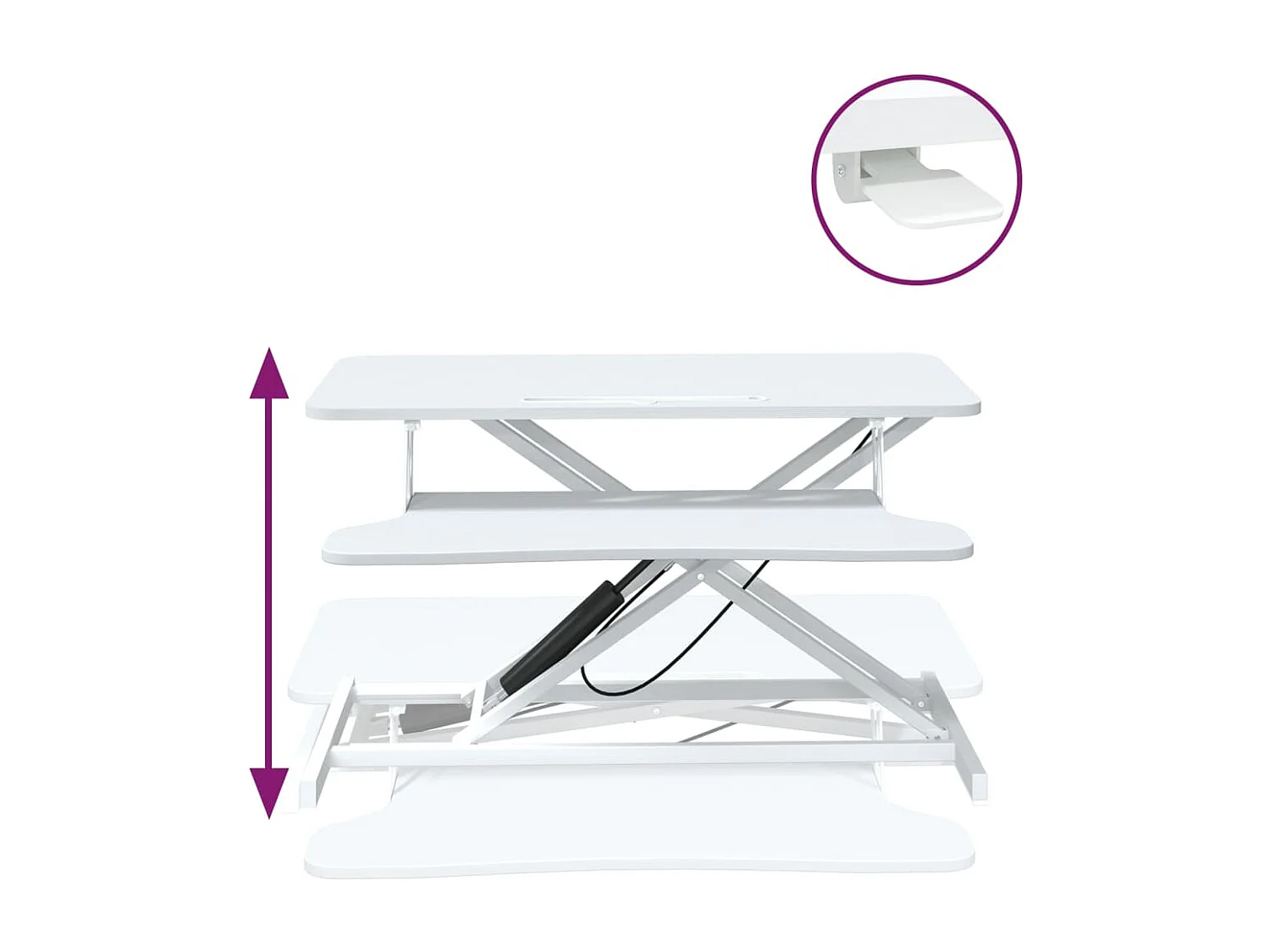 Norbert-Paul  Bureau de travail réglable 90x40x(13-50) cm Acier et bois