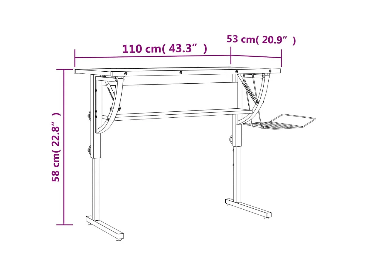 Cabazon  Bureau d'artisanat noir et gris 110x53x(58-87) cm