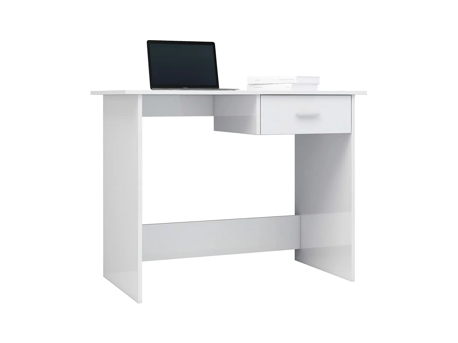 Broad Brook  Bureau Blanc brillant 100x50x76 cm Bois d’ingénierie
