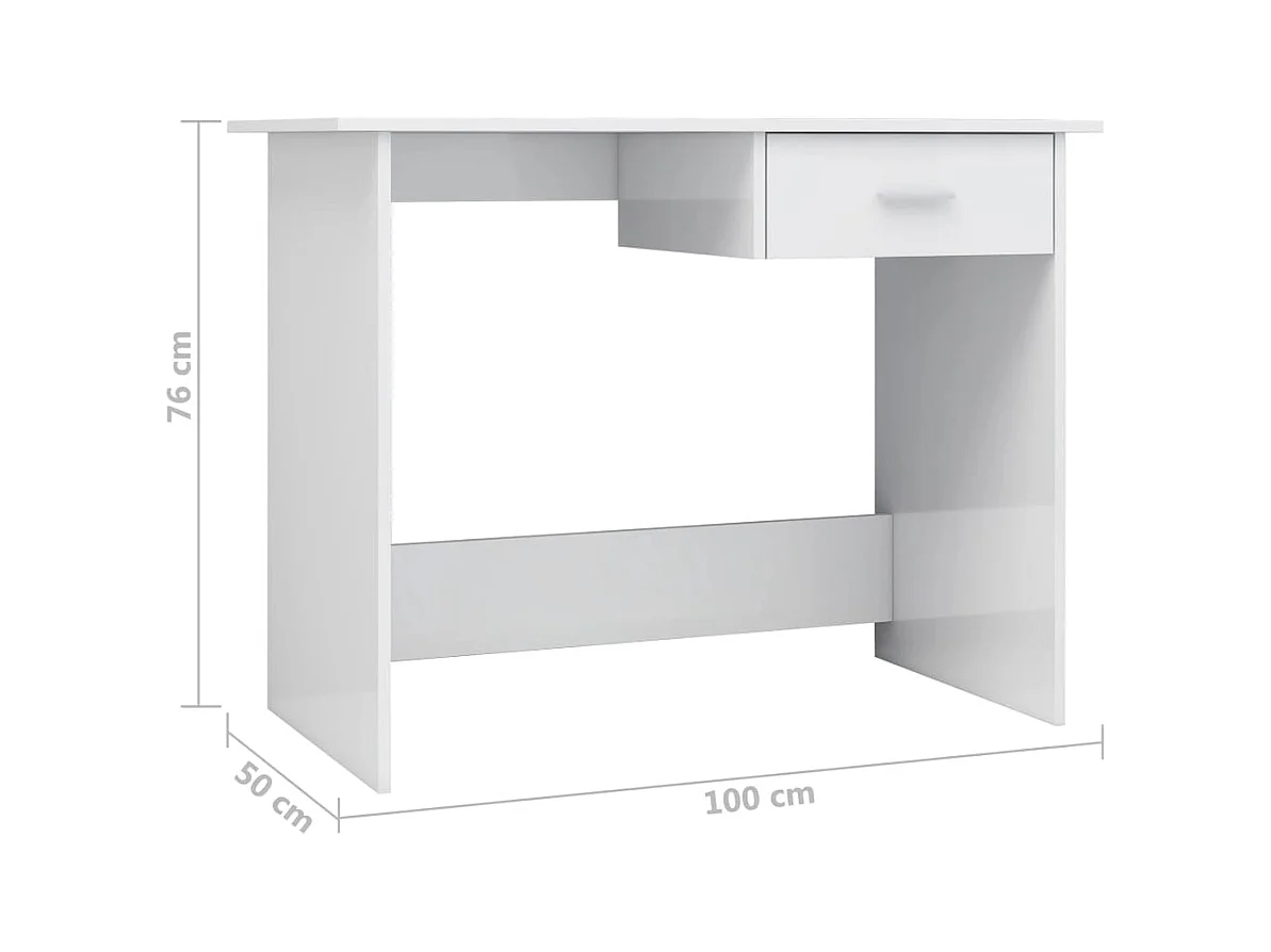 Broad Brook  Bureau Blanc brillant 100x50x76 cm Bois d’ingénierie
