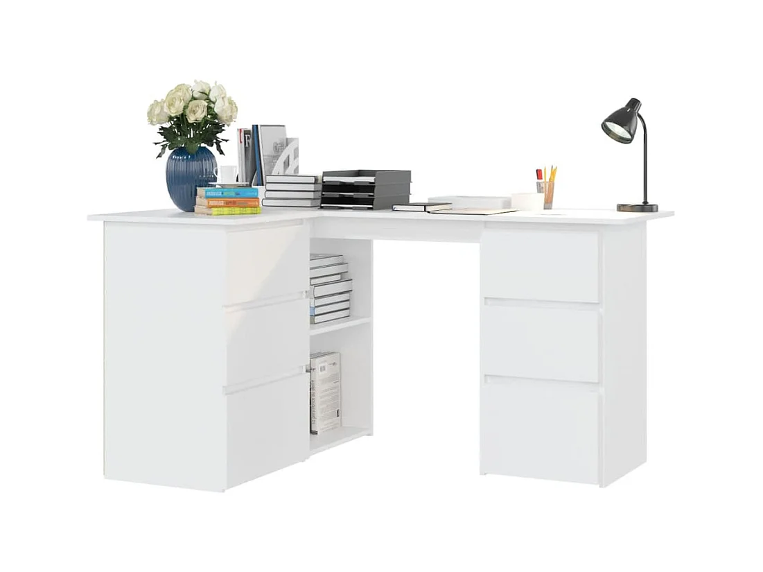 Savukoski  Bureau d'angle Blanc 145x100x76 cm Bois d'ingénierie