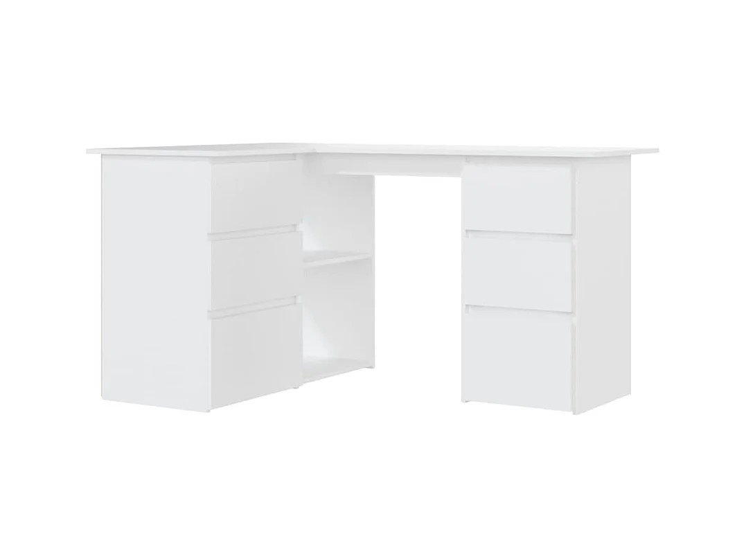 Savukoski  Escritorio de esquina madera contrachapada blanco 145x100x76 cm