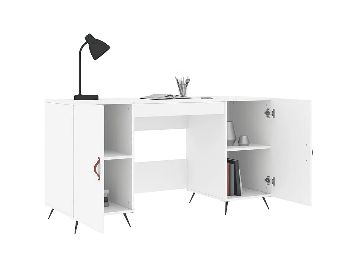 Jan  Bureau blanc 140x50x75 cm bois d'ingénierie