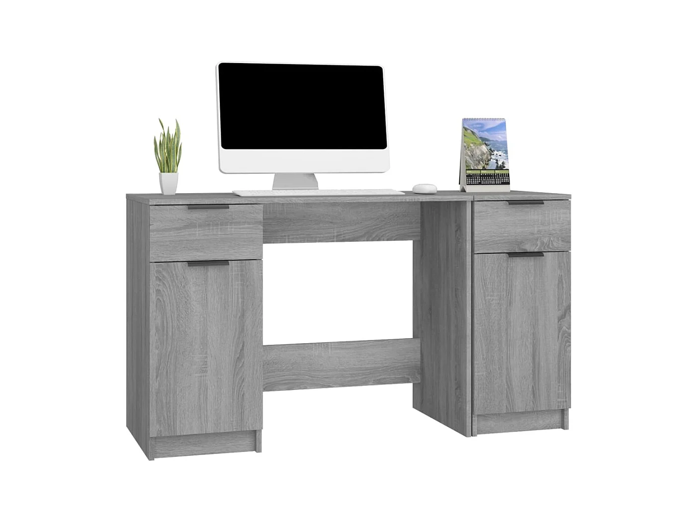 Samantha  Bureau avec armoire latérale Sonoma gris Bois d'ingénierie