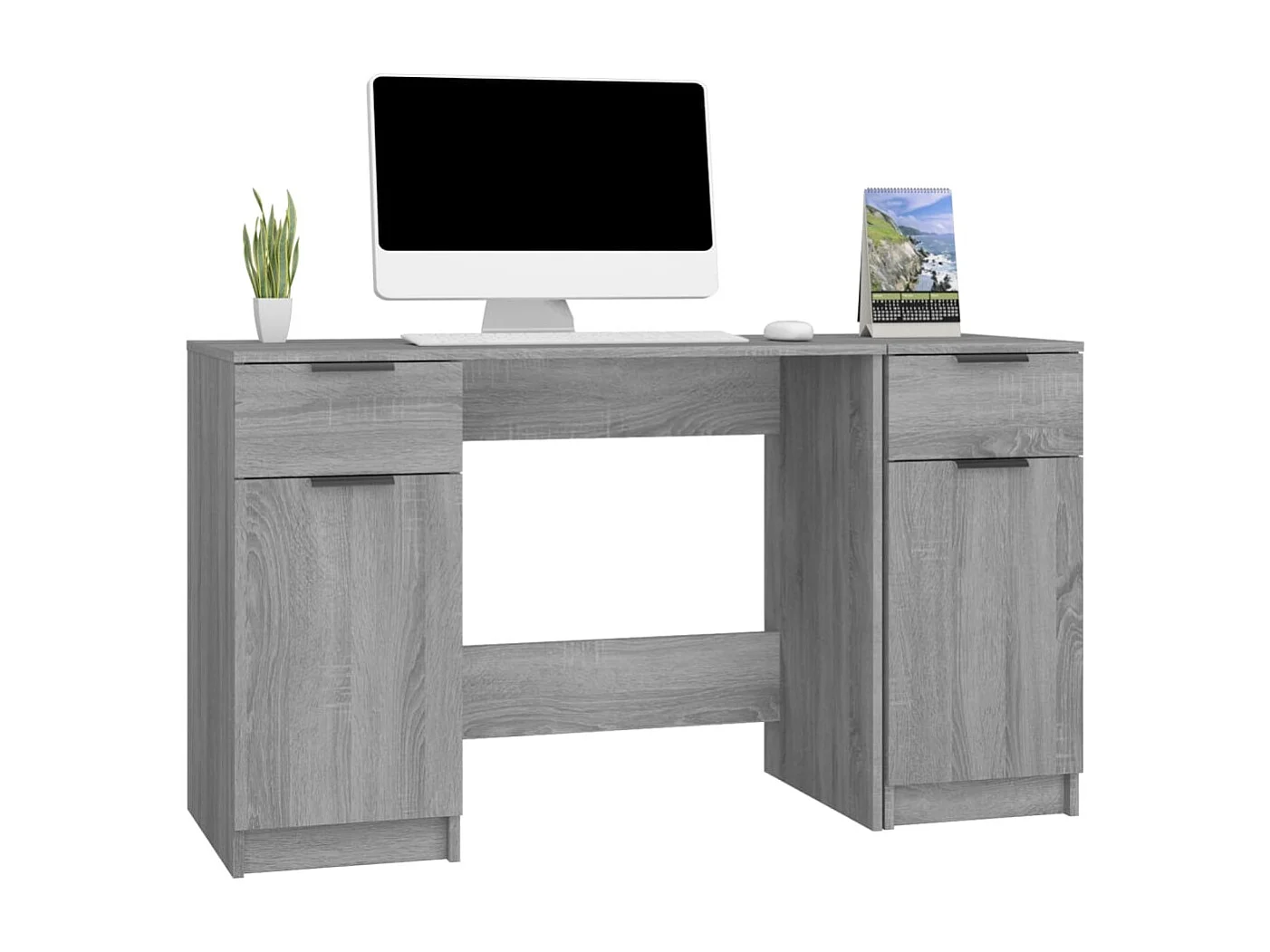 Samantha  Bureau avec armoire latérale Sonoma gris Bois d'ingénierie