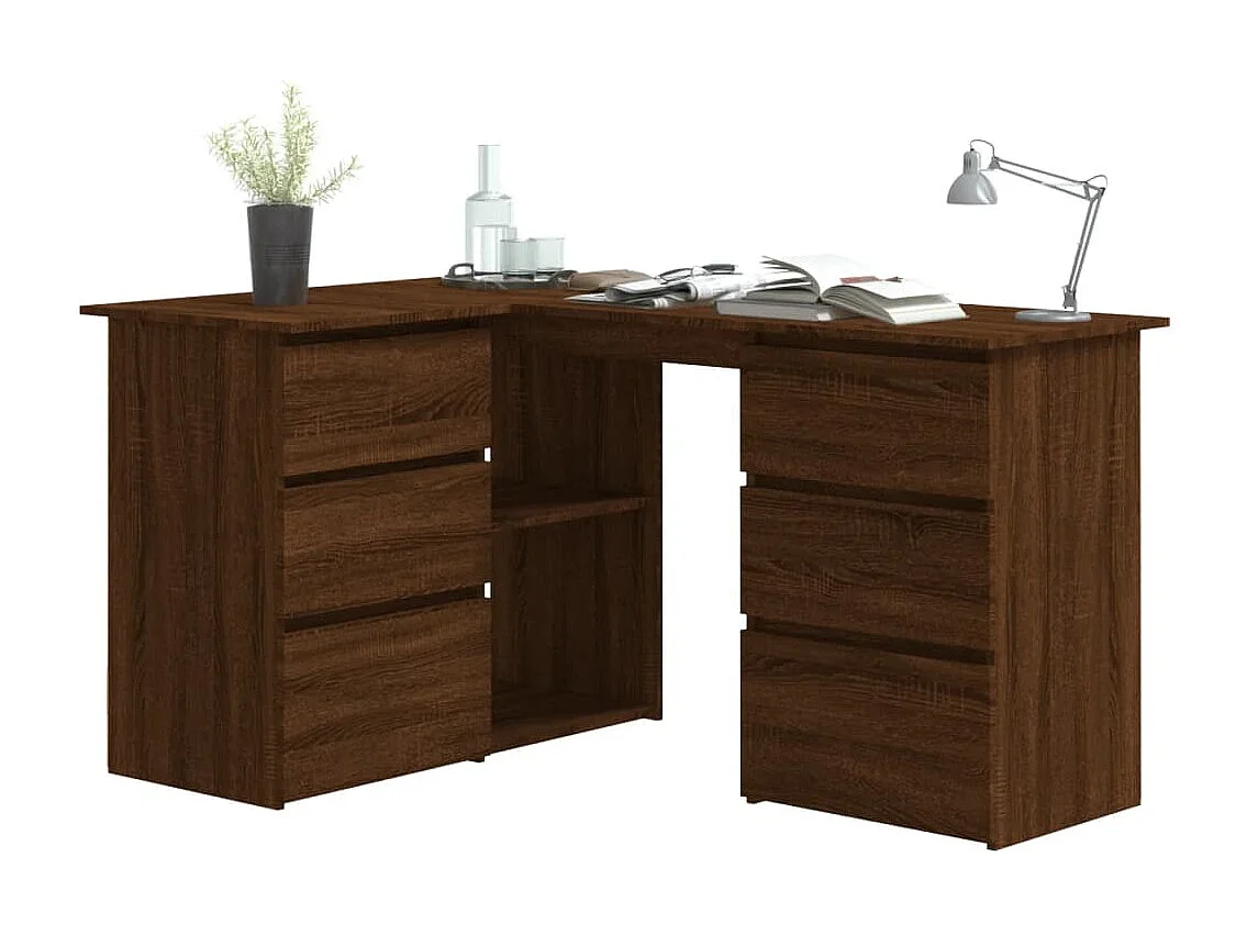 Savukoski  Bureau d'angle Chêne marron 145x100x76 cm Bois d'ingénierie