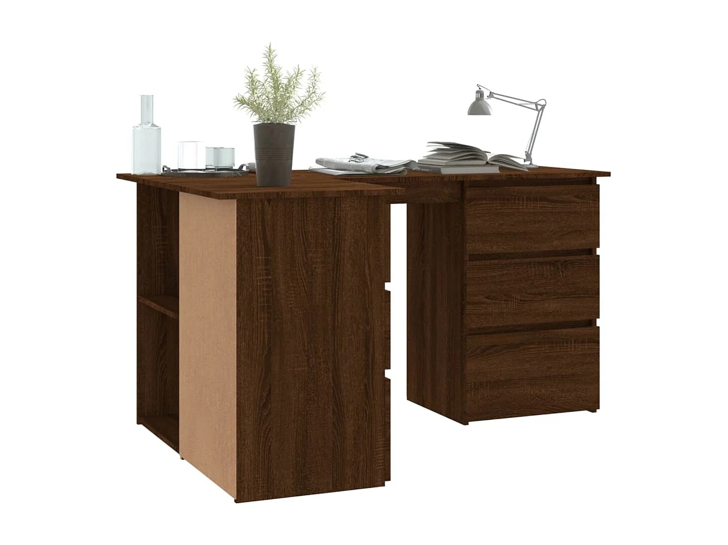 Savukoski  Bureau d'angle Chêne marron 145x100x76 cm Bois d'ingénierie