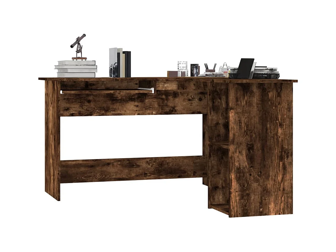 Skive  Bureau d'angle chêne fumé 120x140x75 cm bois d'ingénierie