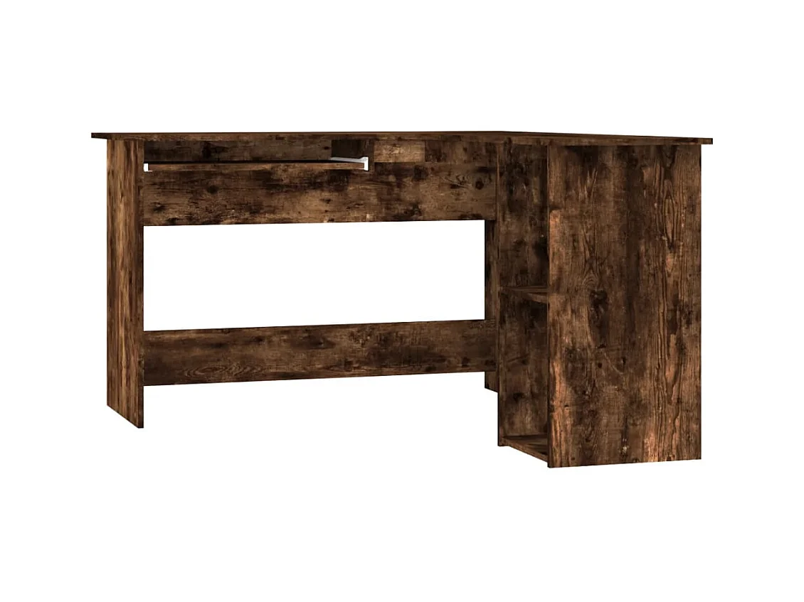Skive  Bureau d'angle chêne fumé 120x140x75 cm bois d'ingénierie