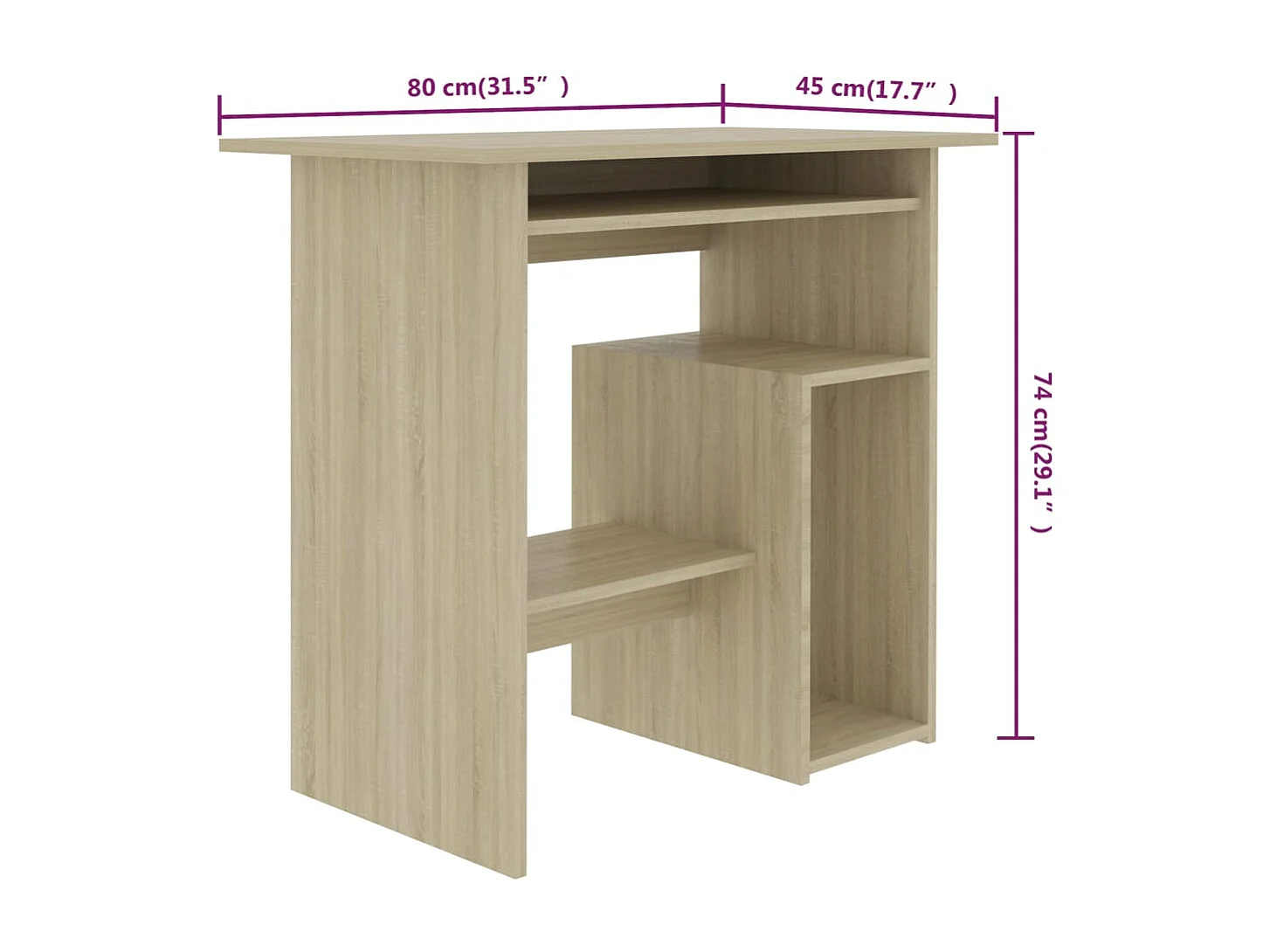 Liza  Bureau 80x45x74 cm bewerkt hout sonoma eikenkleurig
