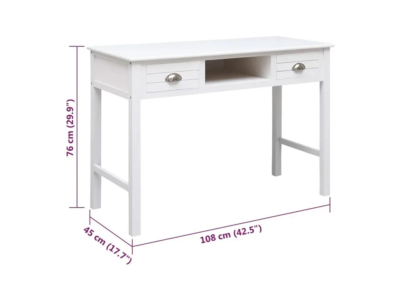 Garden Furniture -  Buffet Blanc 108x45x76 cm Bois de Paulownia massif