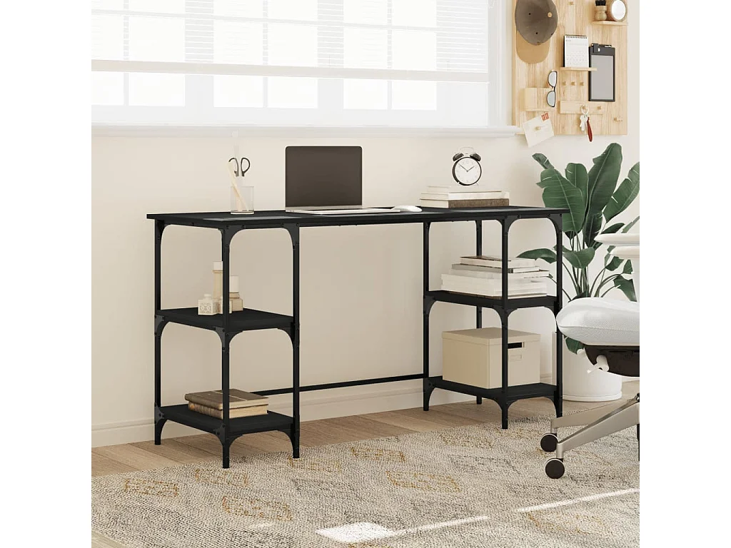 Caragh  Bureau noir 140x50x75 cm métal et bois d'ingénierie