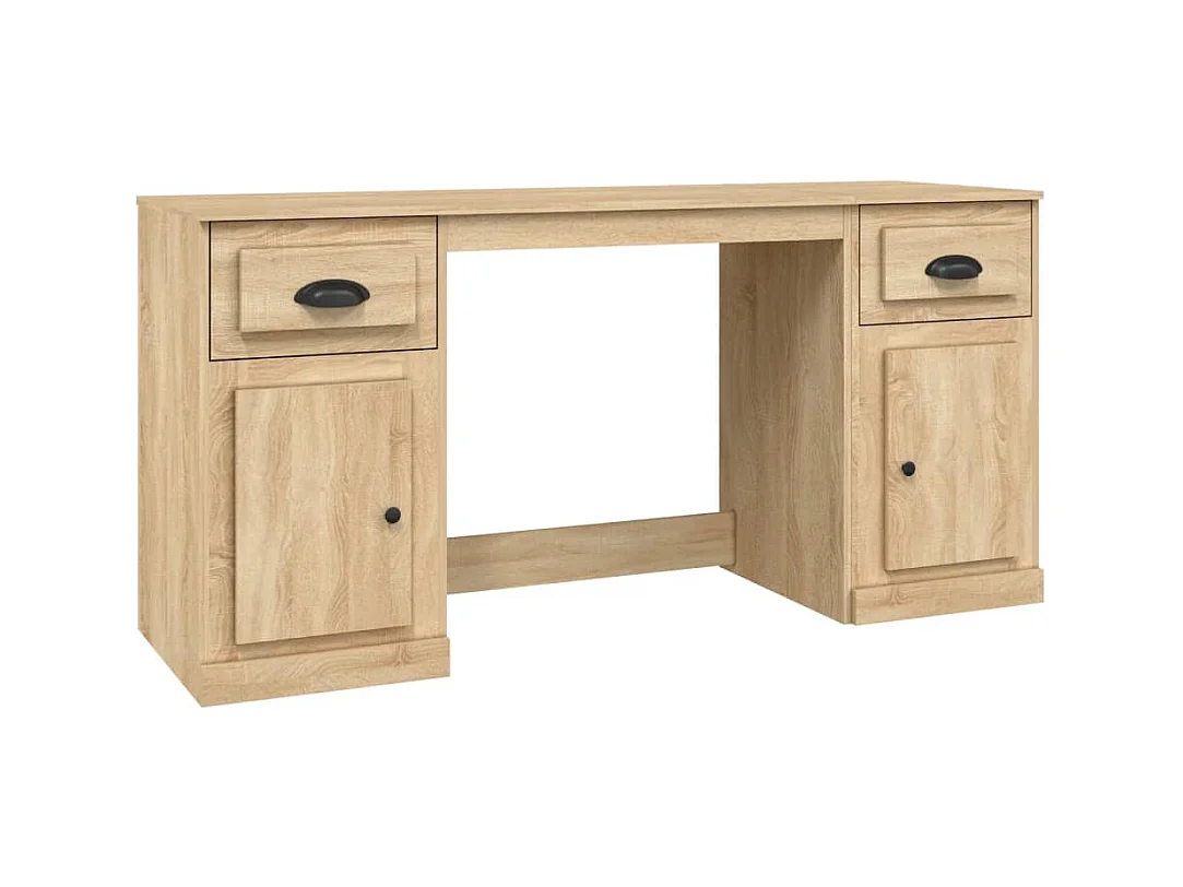 Hakan  Bureau met kast bewerkt hout sonoma eikenkleurig