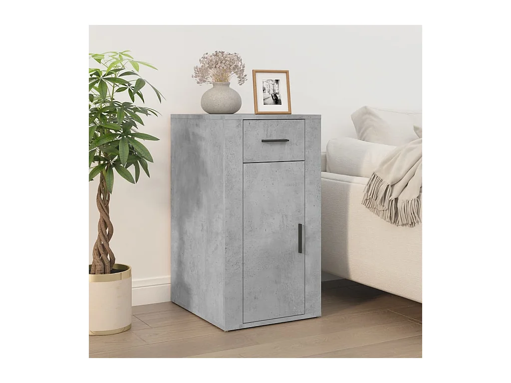 Thyra  Bureau avec armoire gris béton bois d'ingénierie