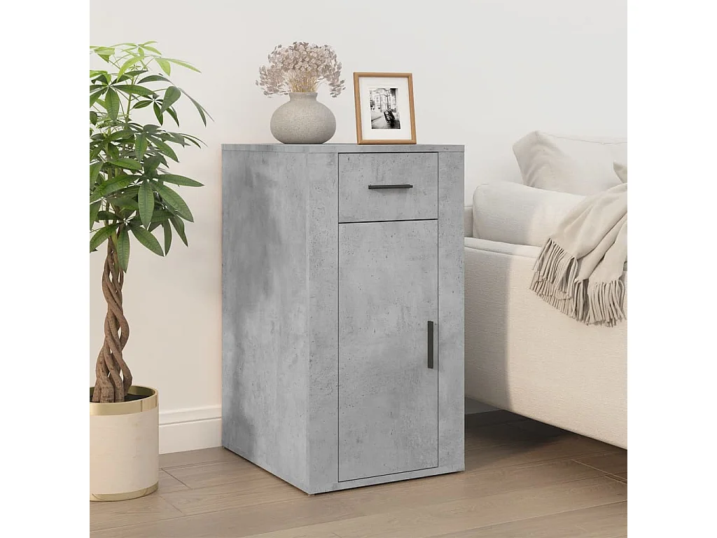 Thyra  Bureau avec armoire gris béton bois d'ingénierie