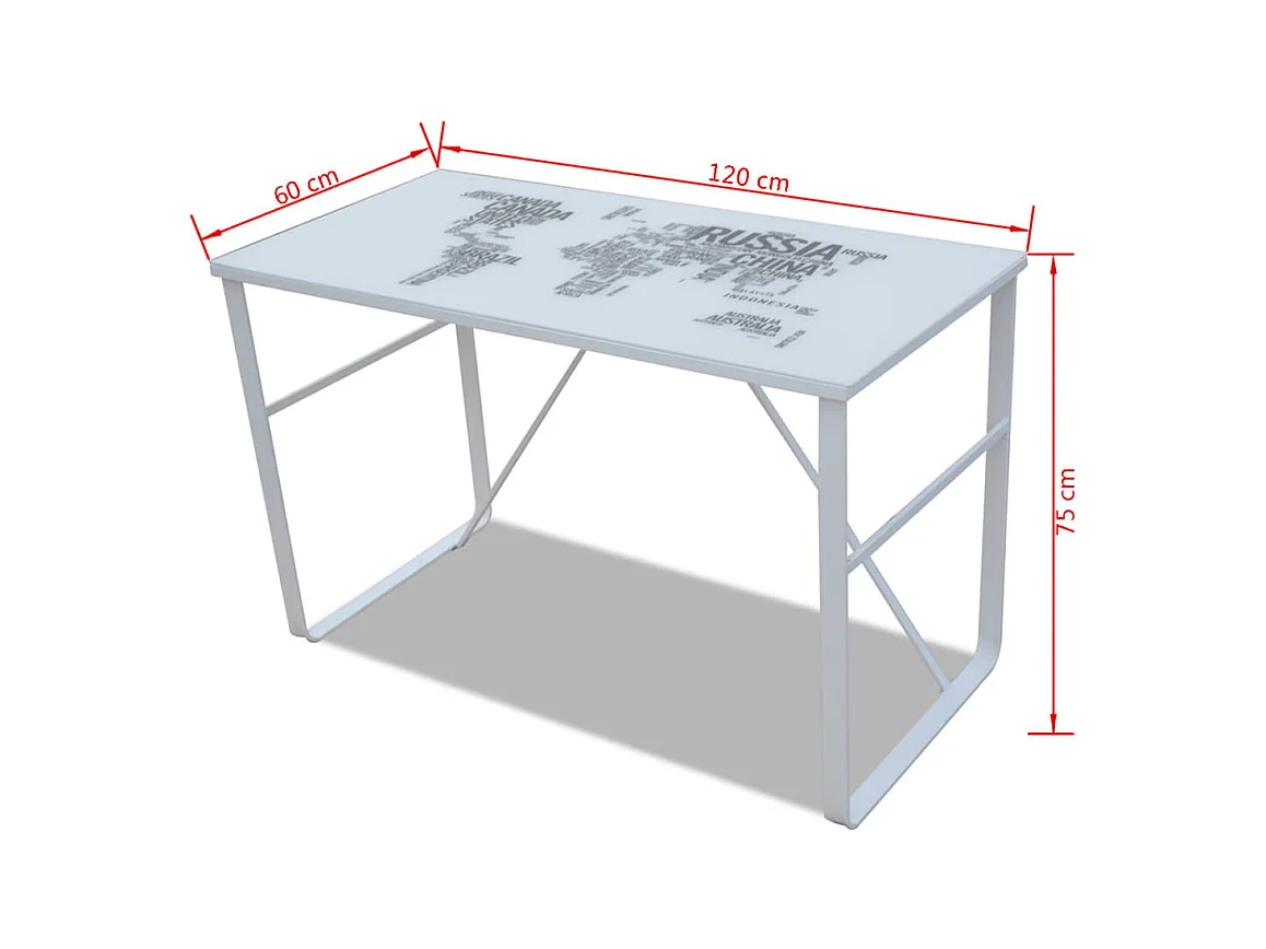 Torcy Bureau rectangulaire avec motif de carte du monde