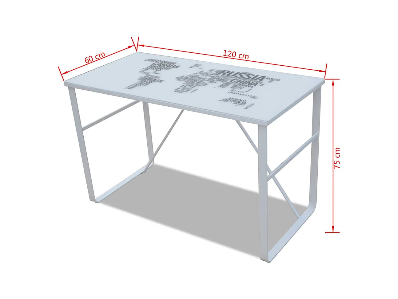 Torcy Bureau rectangulaire avec motif de carte du monde