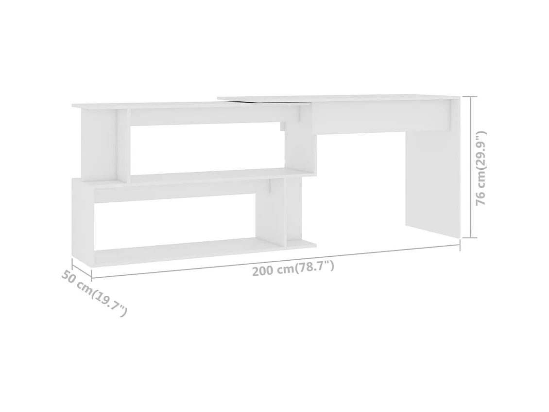 Jakobstad  Bureau d'angle Blanc 200x50x76 cm Bois d'ingénierie