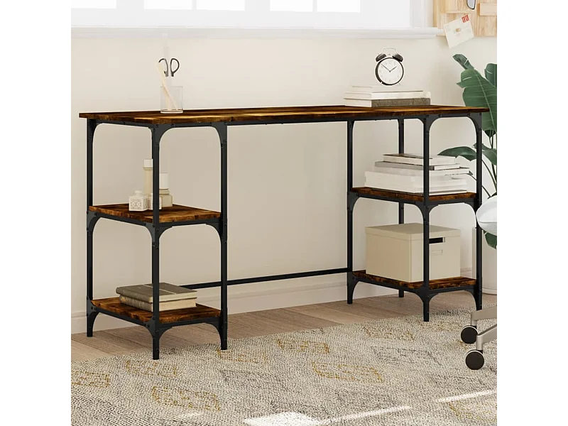 Prolenta Premium -  Bureau chêne fumé 140x50x75 cm métal et bois d'ingénierie