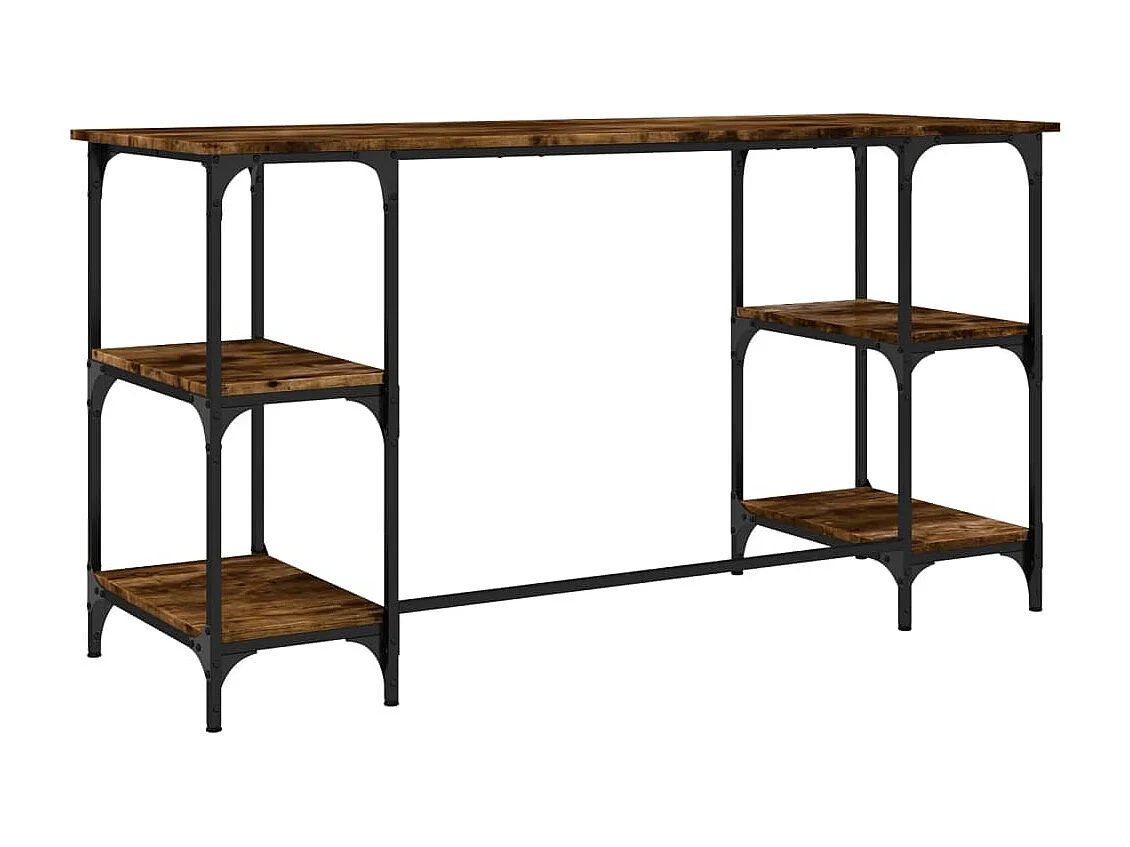 Caragh  Bureau chêne fumé 140x50x75 cm métal et bois d'ingénierie