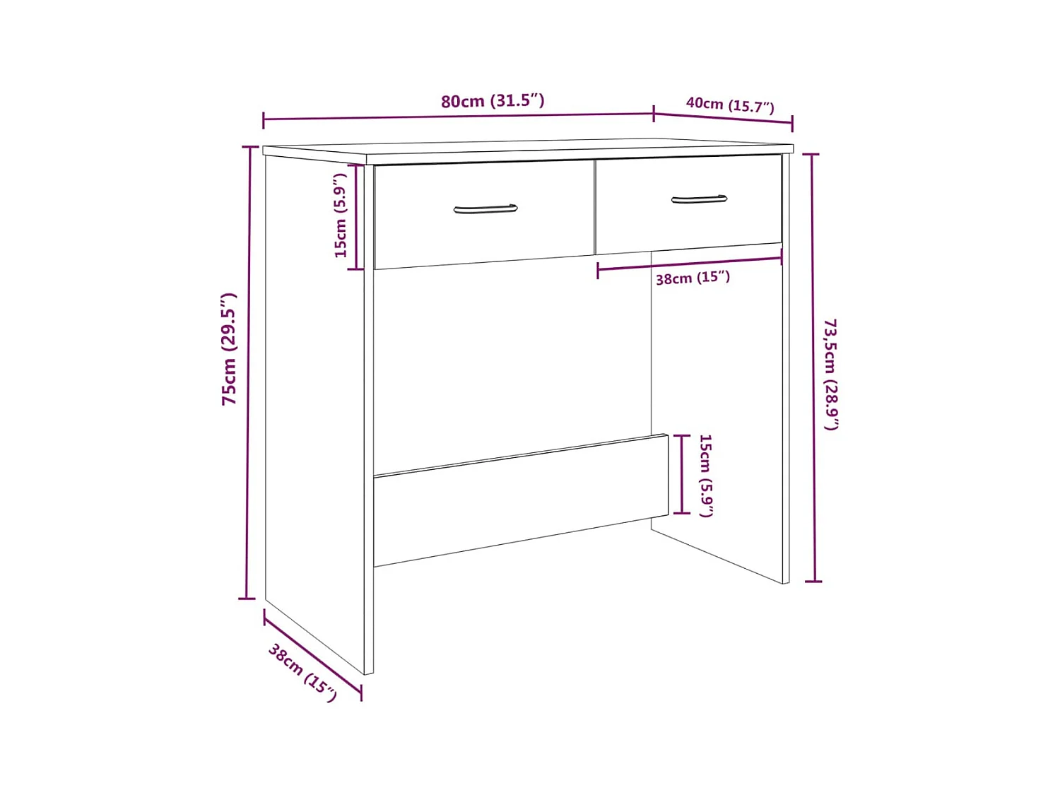 Werran  Bureau sonoma gris 80x40x75 cm bois d'ingénierie