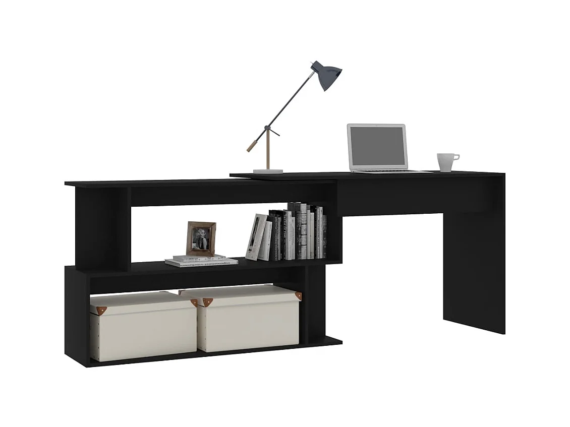 Jakobstad  Hoekbureau 200x50x76 cm bewerkt hout zwart