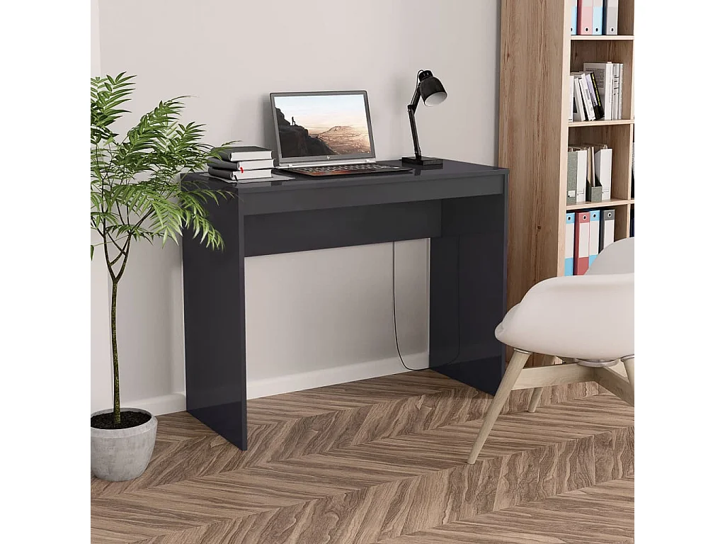 Cherry Valley  Bureau Gris brillant 90x40x72 cm Bois d'ingénierie