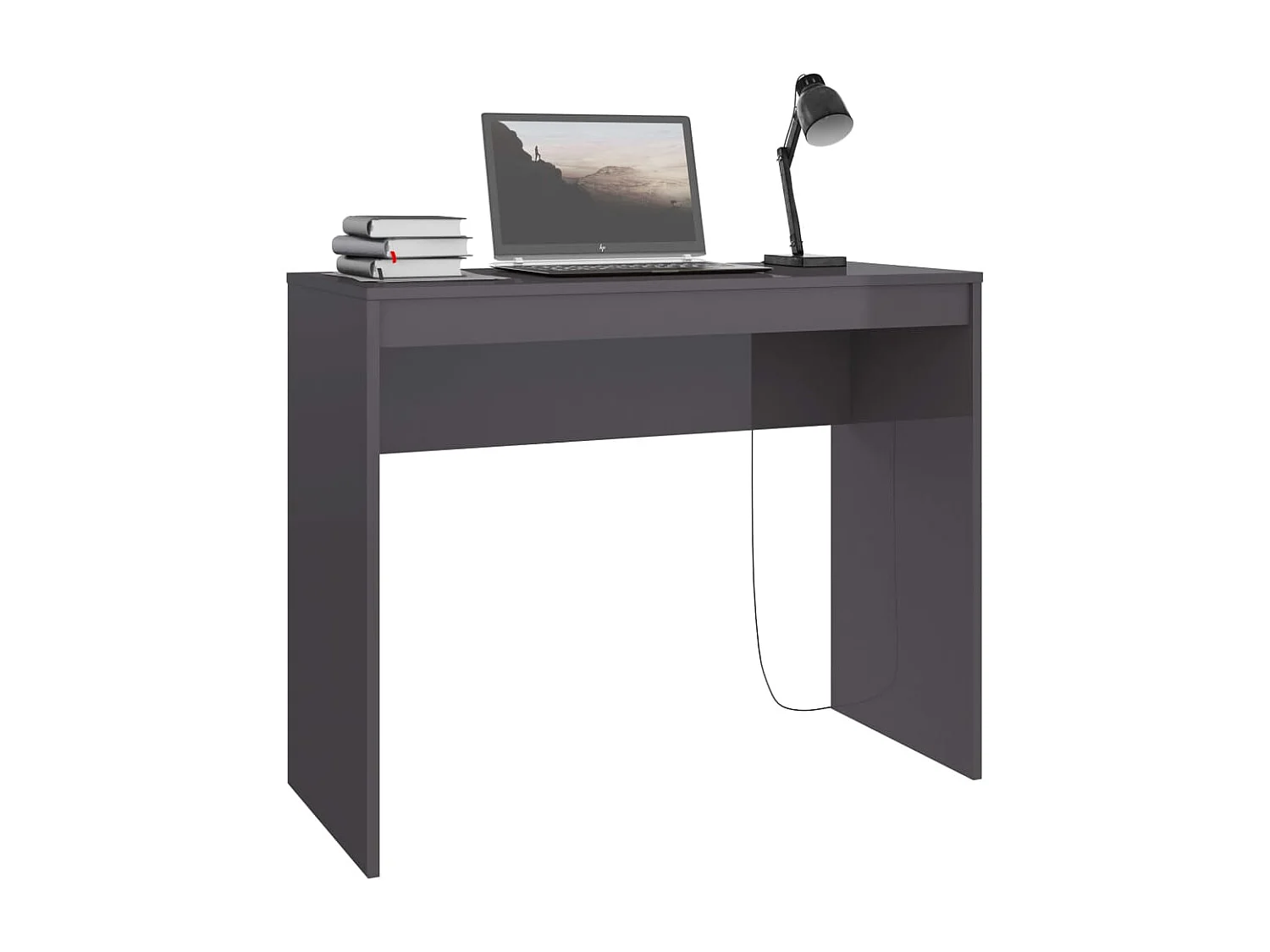 Cherry Valley  Bureau Gris brillant 90x40x72 cm Bois d'ingénierie