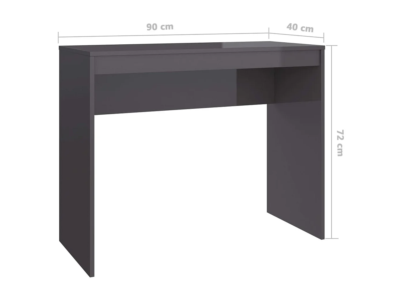 Cherry Valley  Bureau Gris brillant 90x40x72 cm Bois d'ingénierie