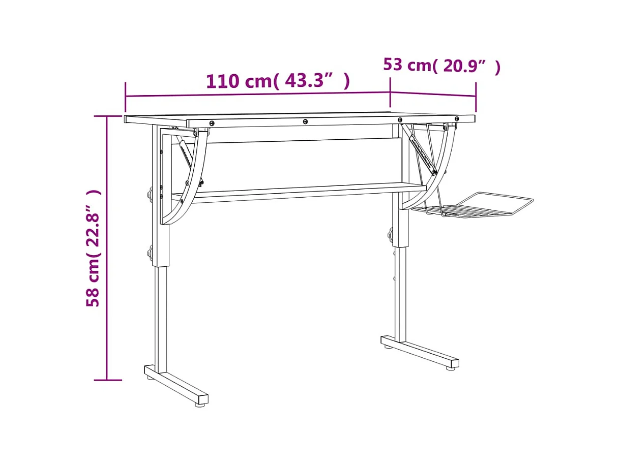 Cabazon  Bureau d'artisanat blanc et gris 110x53x(58-87) cm