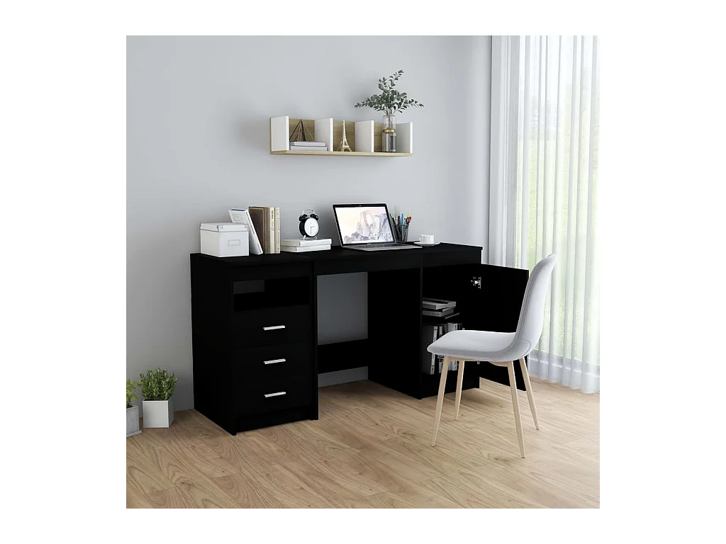Hristina  Bureau Noir 140x50x76 cm Bois d’ingénierie
