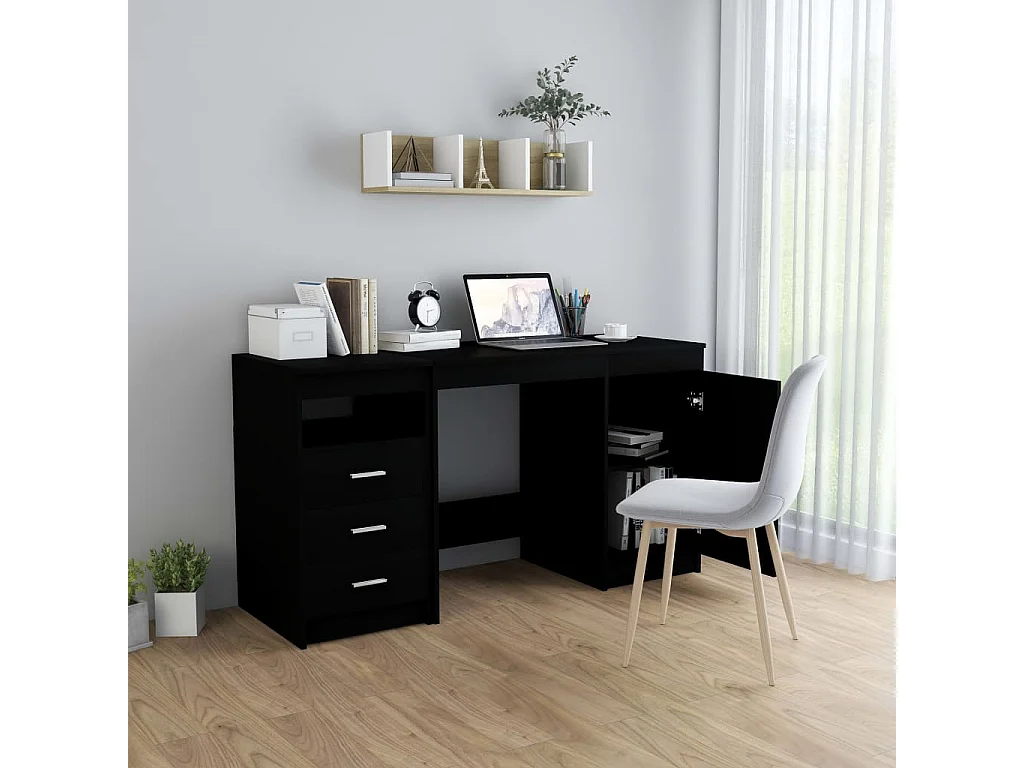 Hristina  Bureau Noir 140x50x76 cm Bois d’ingénierie