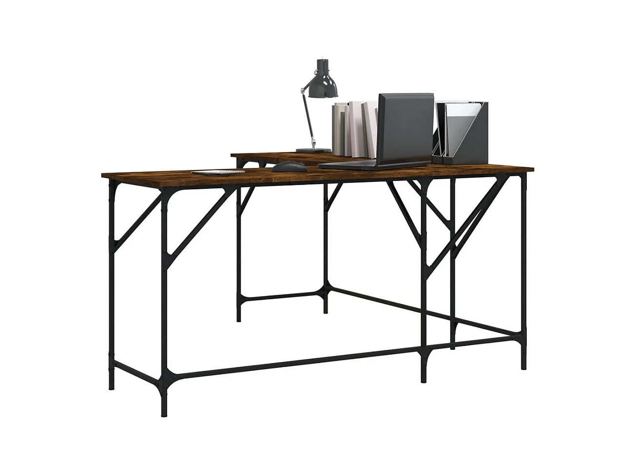 Olyn  Bureau chêne fumé 149x149x75 cm bois d'ingénierie