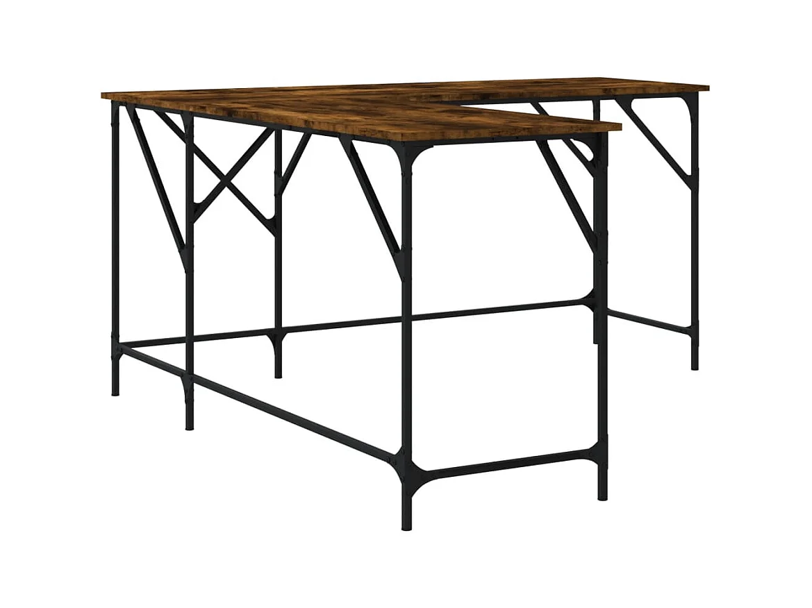 Olyn  Bureau chêne fumé 149x149x75 cm bois d'ingénierie