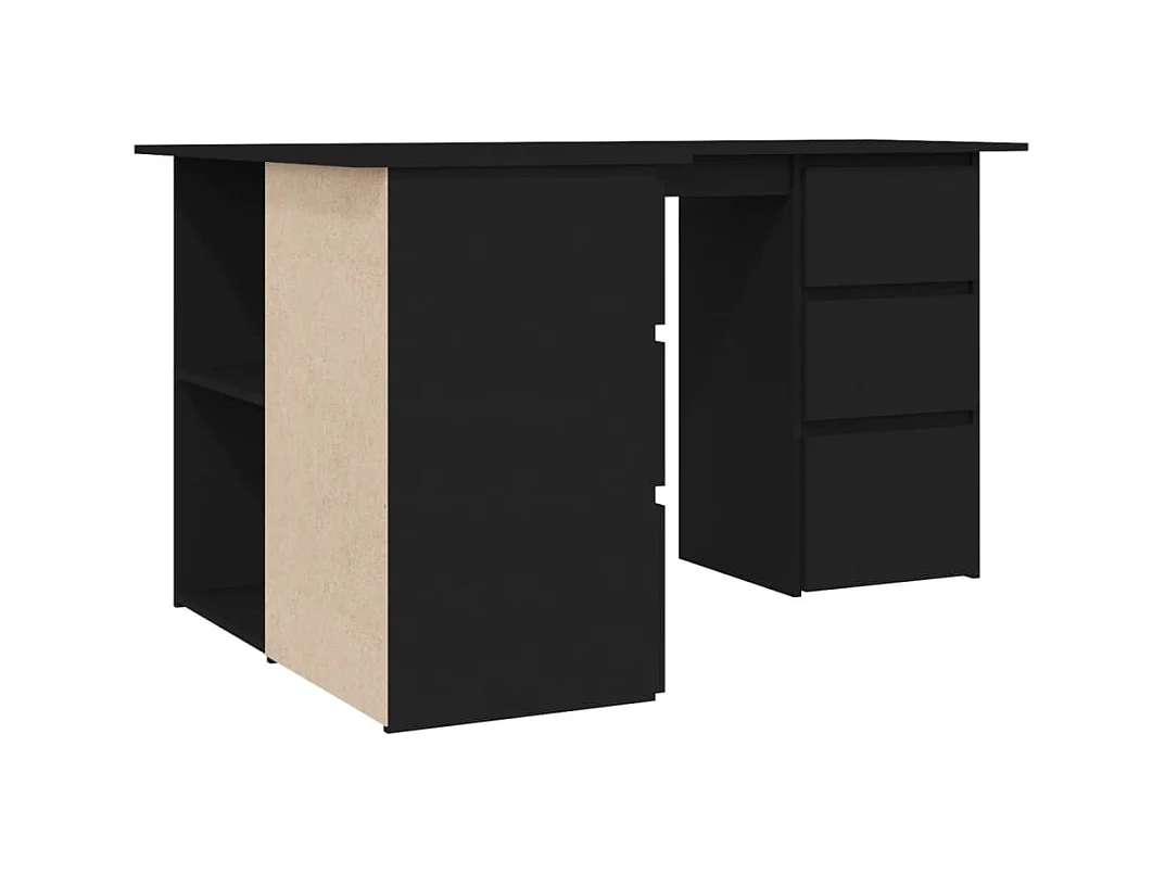 Savukoski  Bureau d'angle Noir 145x100x76 cm Bois d'ingénierie