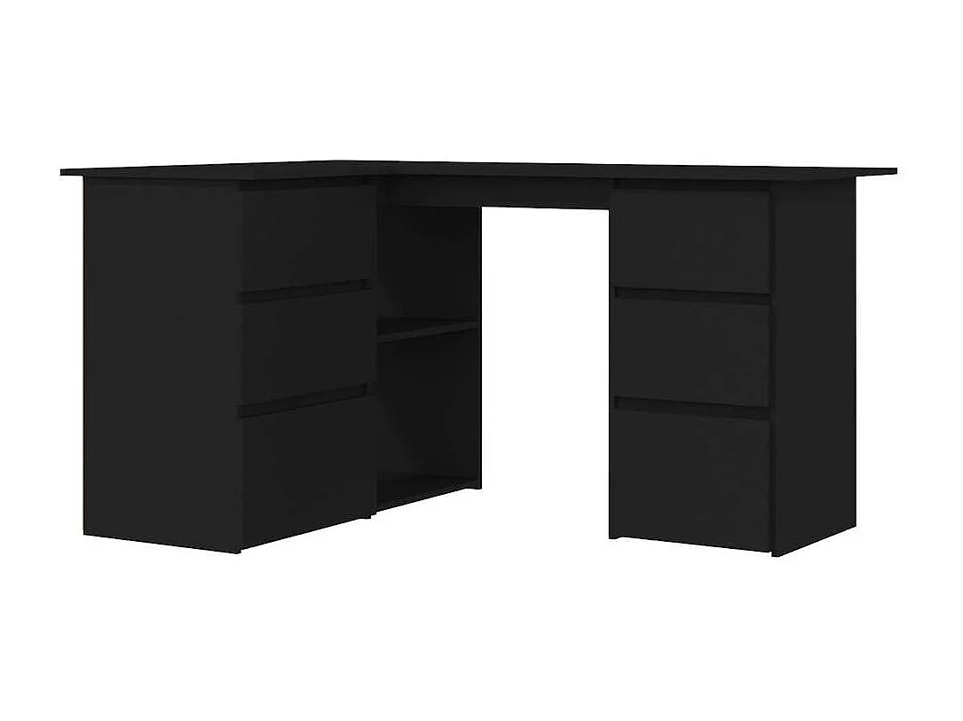 Savukoski  Bureau d'angle Noir 145x100x76 cm Bois d'ingénierie