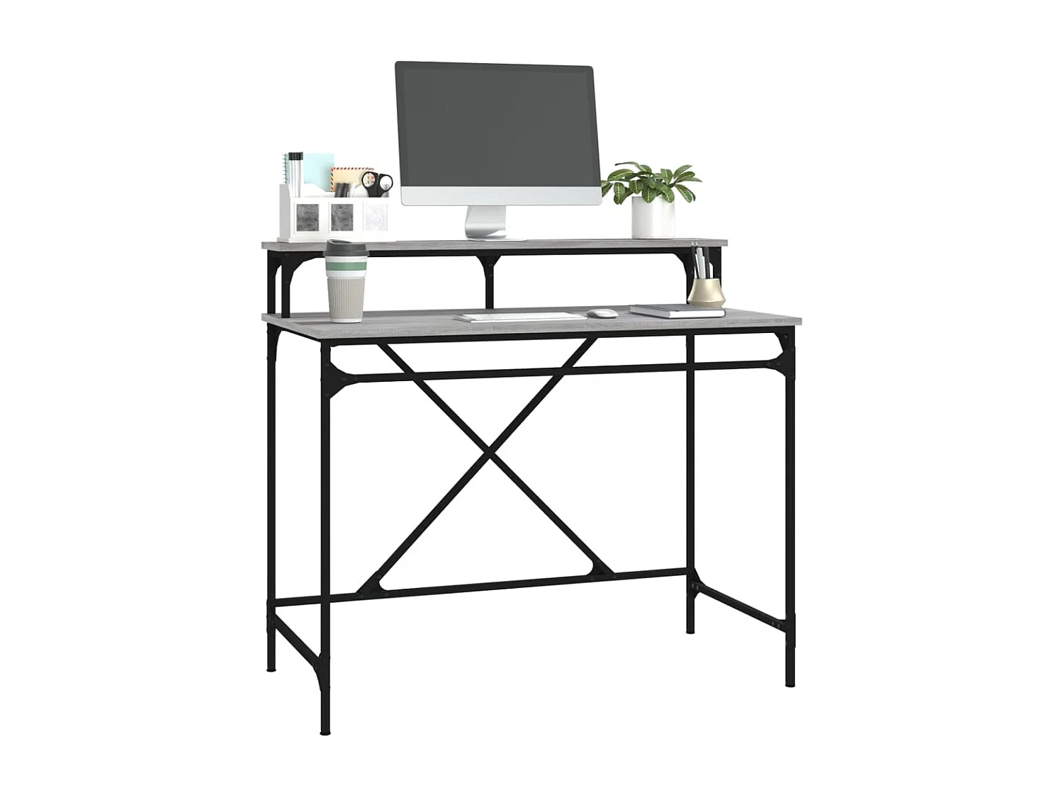 Fole  Bureau sonoma gris 100x50x90 cm bois d'ingénierie et fer