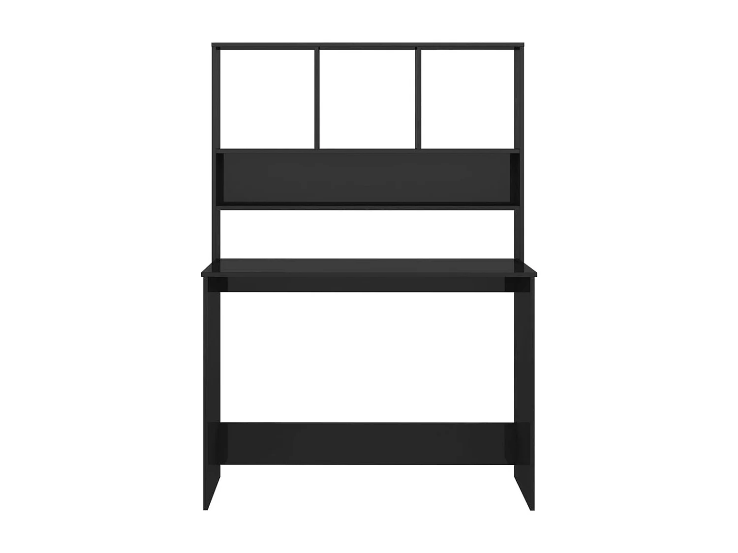 Jomala  Bureau avec étagères Noir brillant 110 x 45 x 157 cm Aggloméré