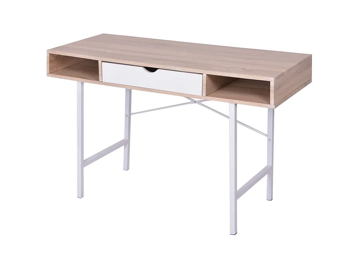 Garden Furniture -  Bureau avec 1 compartiment Chêne et blanc