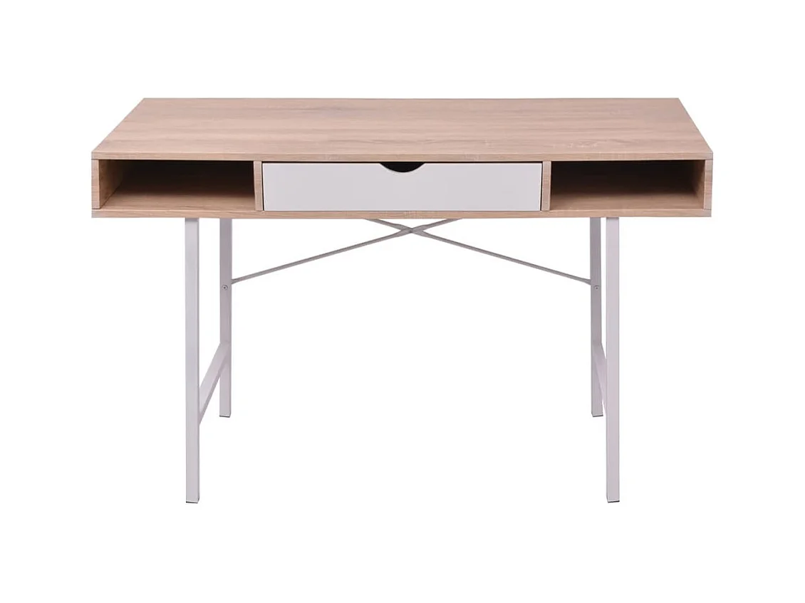 Garden Furniture -  Bureau avec 1 compartiment Chêne et blanc