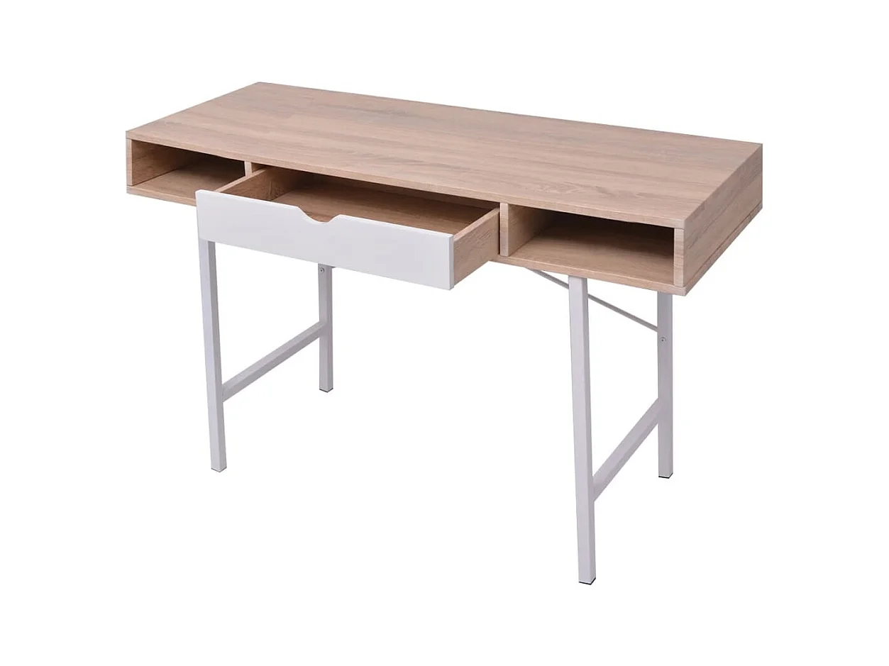 Garden Furniture -  Bureau avec 1 compartiment Chêne et blanc