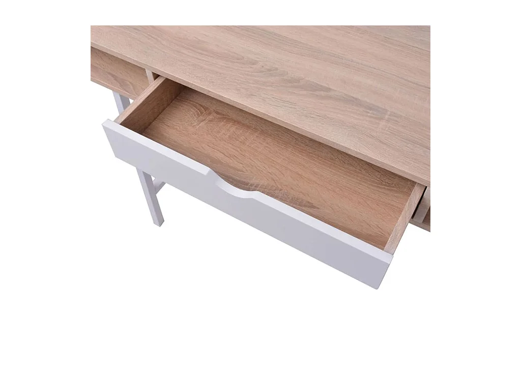 Garden Furniture -  Bureau avec 1 compartiment Chêne et blanc