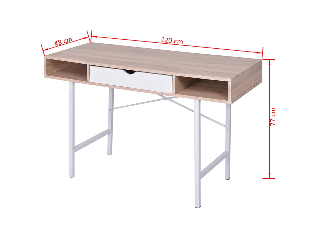 Garden Furniture -  Bureau avec 1 compartiment Chêne et blanc