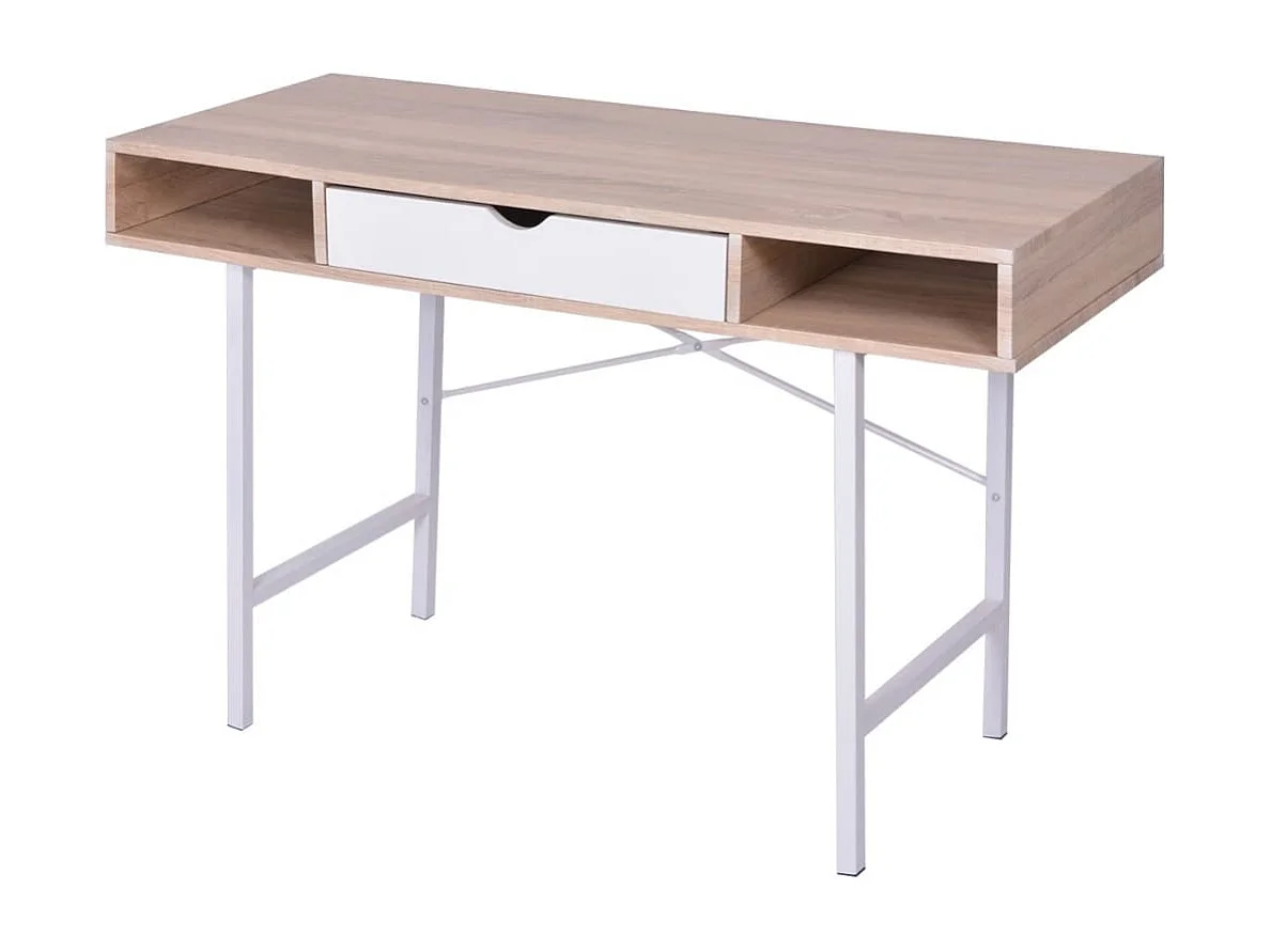 Garden Furniture -  Bureau avec 1 compartiment Chêne et blanc