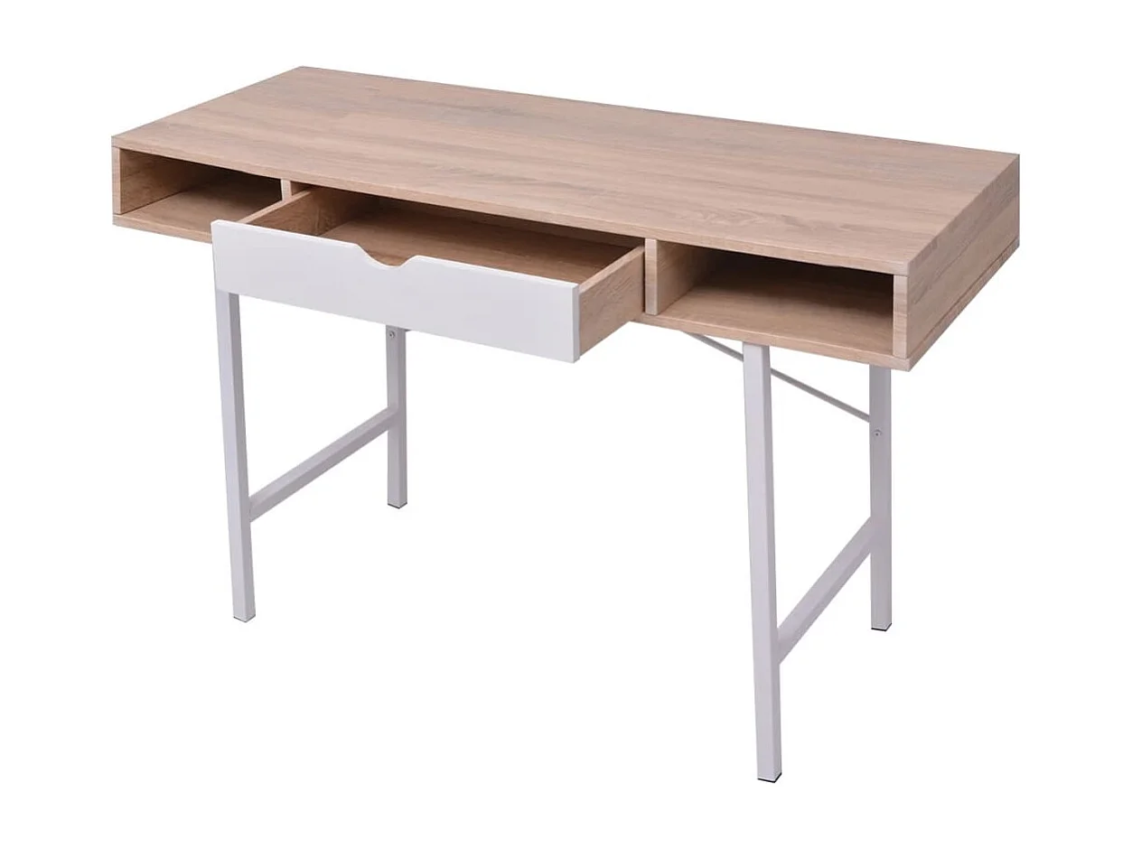 Garden Furniture -  Bureau avec 1 compartiment Chêne et blanc
