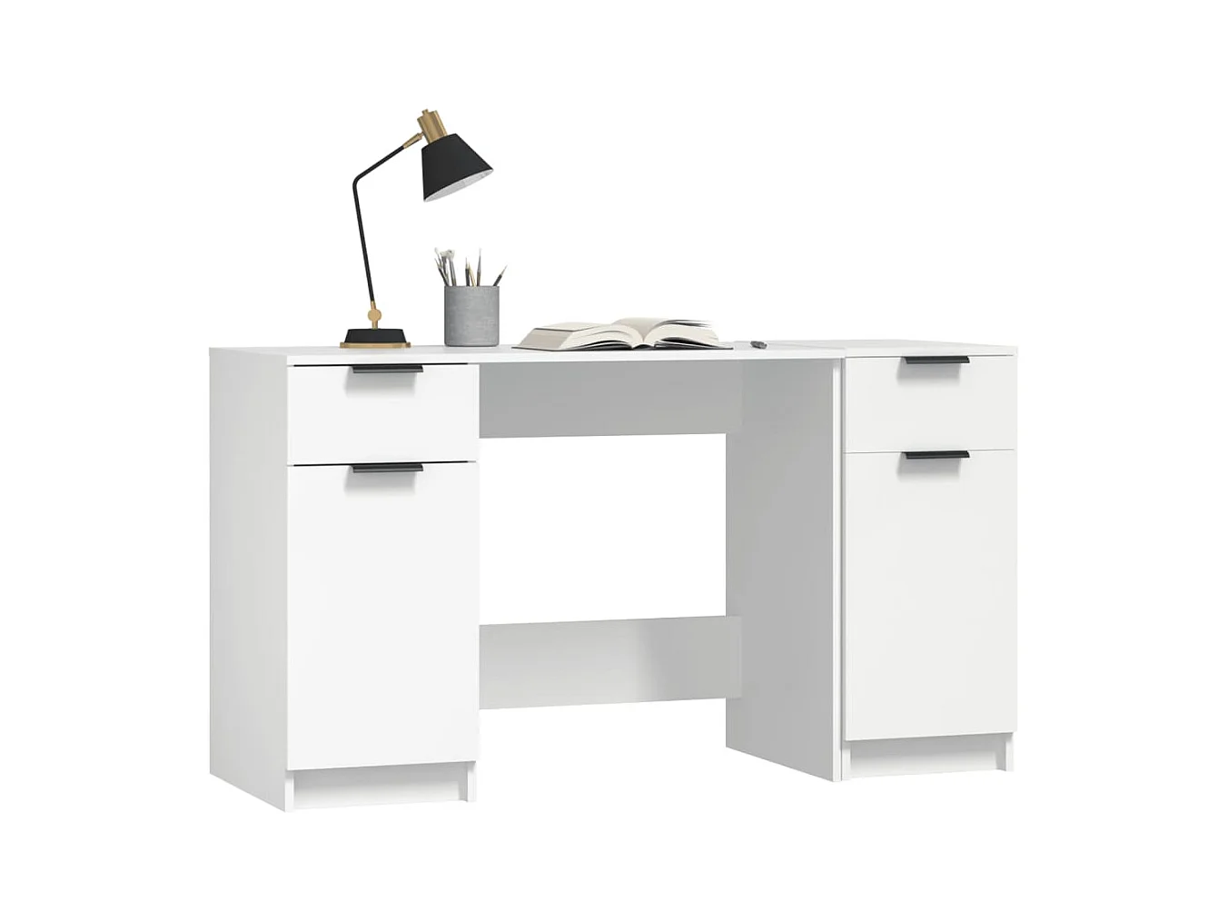 Samantha  Bureau avec armoire latérale Blanc Bois d'ingénierie