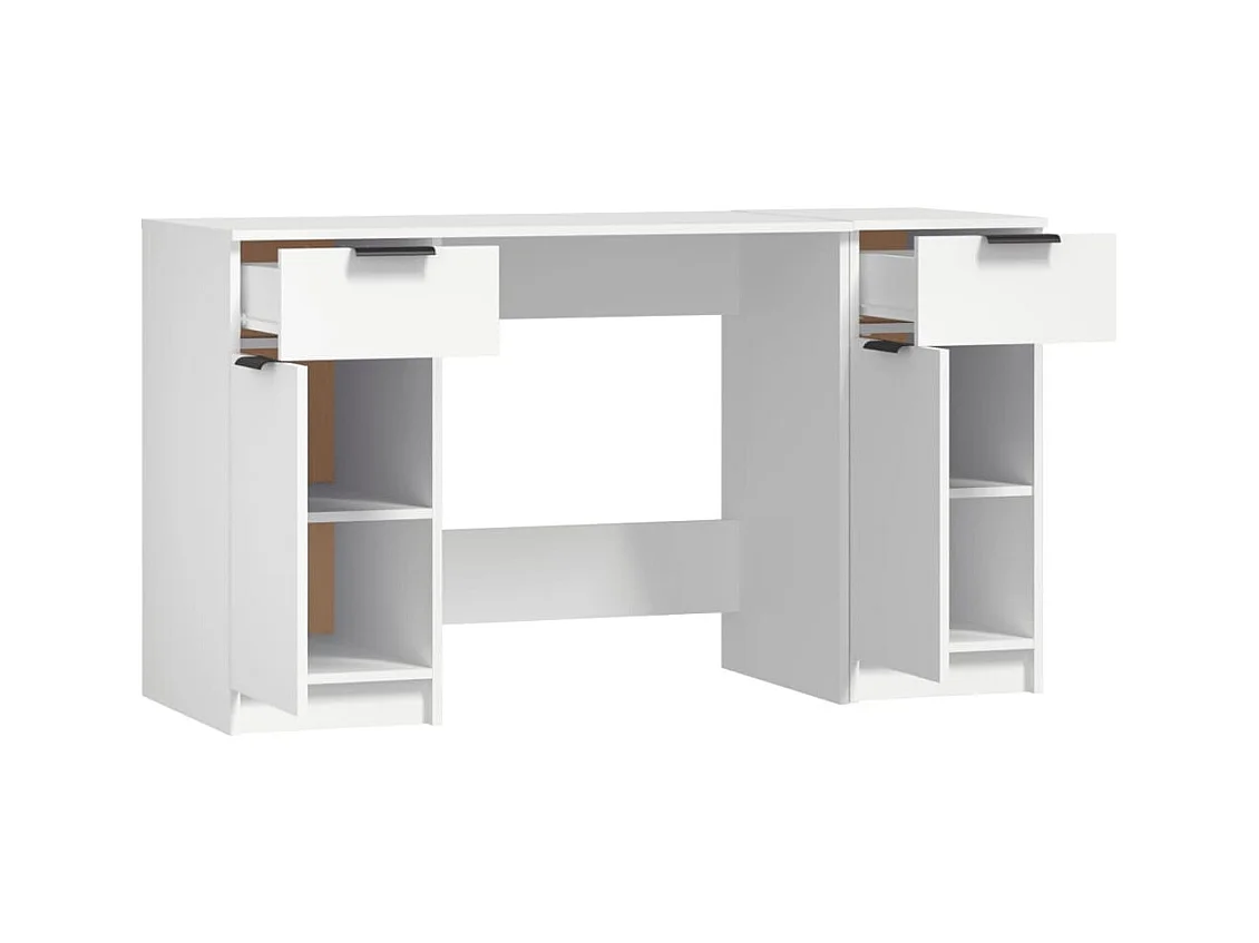 Samantha  Bureau avec armoire latérale Blanc Bois d'ingénierie